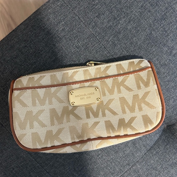 Michael Kors Accessories - Michael Kors Beige and Brown Wristlet